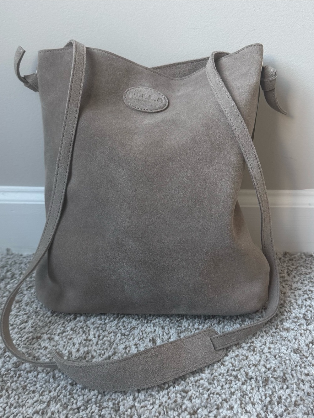 M.I.L.A. Jackie Light Taupe Suede Crossbody Bag Made in LA Quiet Luxury Purse